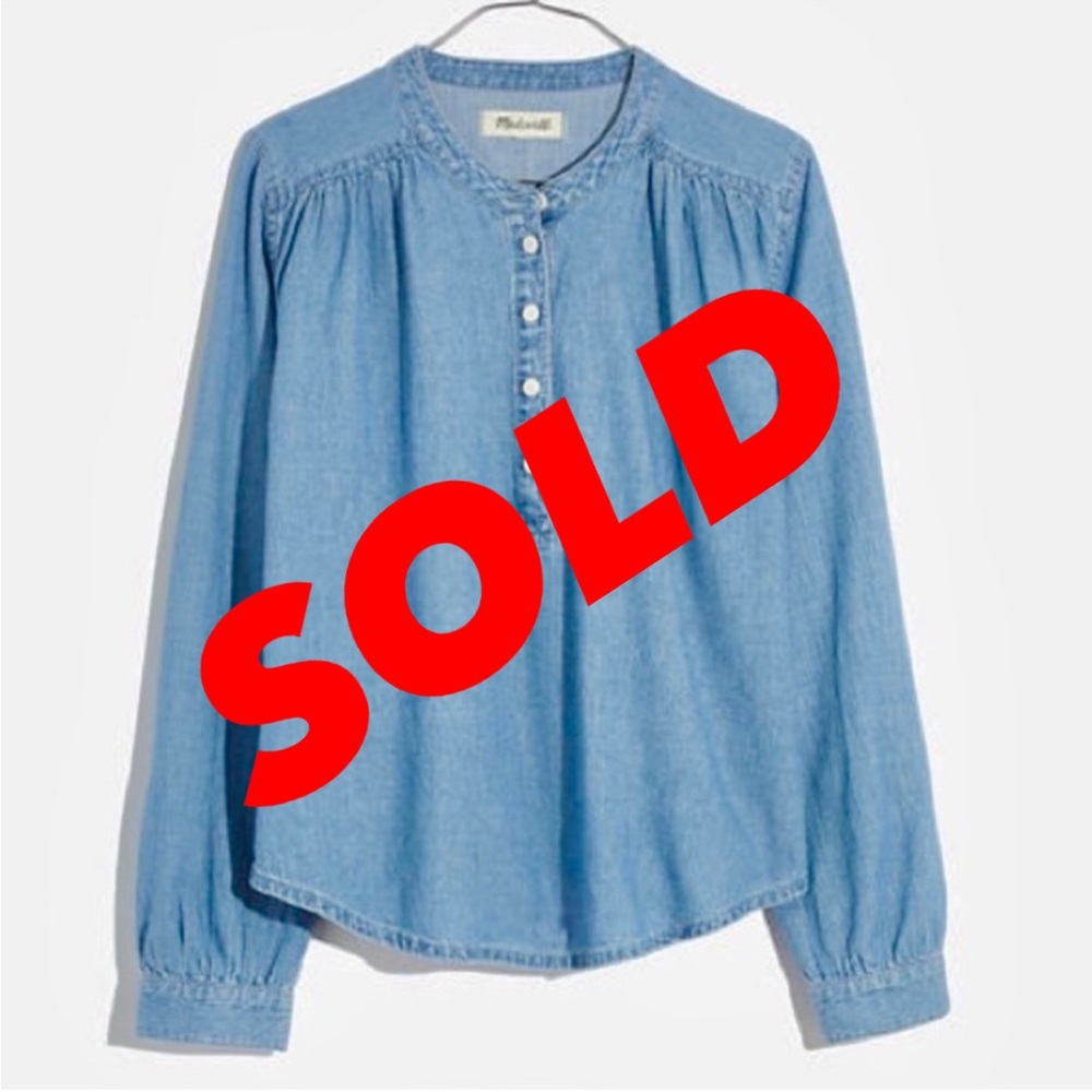 Madewell Blue Chambray/Henley Blouse